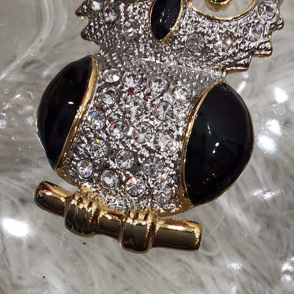 Vintage 80’s large rhinestone owl pin brooch - Picture 3 of 7